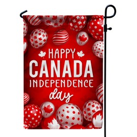 Happy Canada Independence Day Garden Flag, 12x18Inch Canadian Flag Double Sided Printing for Outdoor Decorations