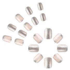 Christmas Press on Nails Square Short Fake Nails with Snowflake Designs Glitter Gold Full Cover Stick on Nails Artificial Acrylic Xmas Winter False Nails Glue on Nails for Women Manicure Decor 24Pcs