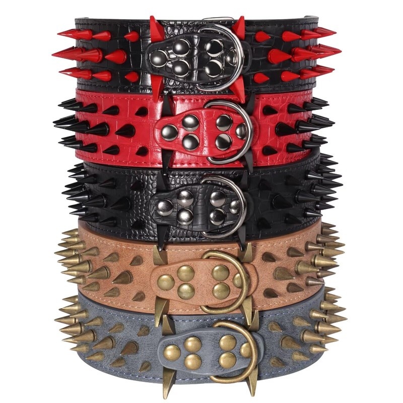Beirui Heavy Duty Spiked Dog Collar - Stylish PU Leather