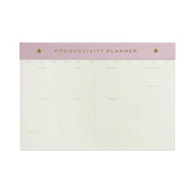 DesignWorks Ink 60-Sheets Weekly 35.5 x 24.7 cm Desktop Notepad, Chili Weekly Agenda