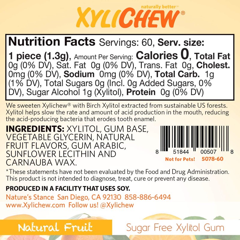 Xylichew Xylitol Gum - Chewing Gum Sugar Free, Aspartame Free,
