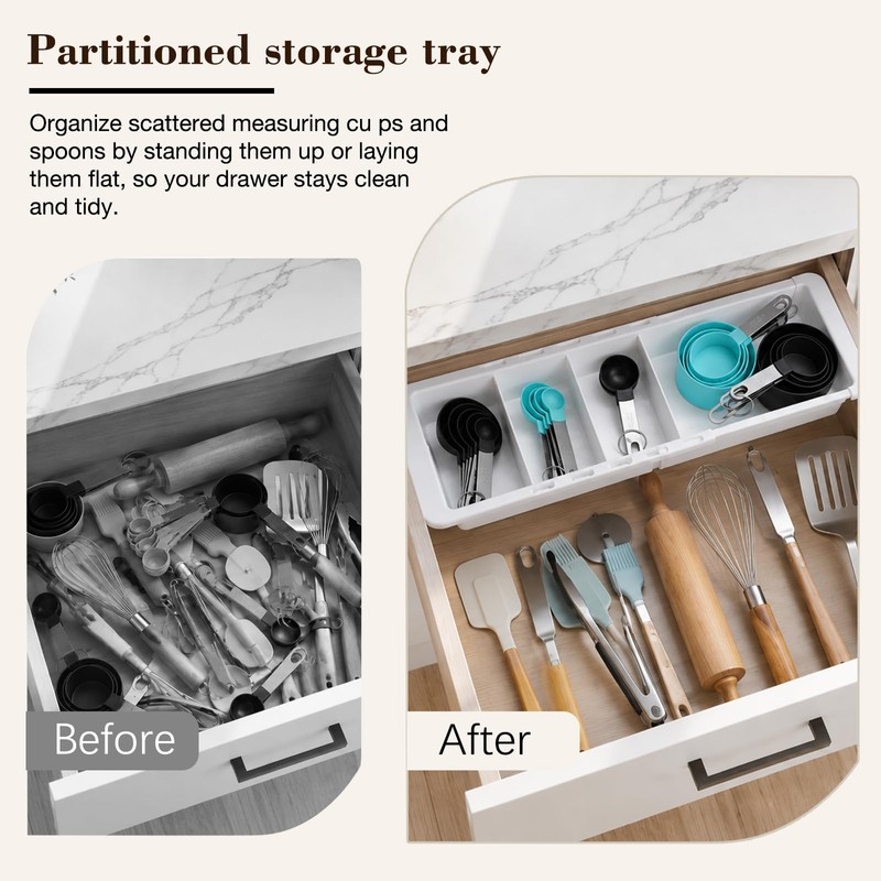 Expandable Measuring Cup Organizer & Measuring Spoon Organizer for Deep