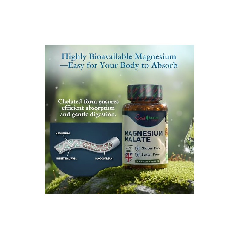 Best Immune Natural Magnesium Malate 500 mg Increased Bioavailability 100