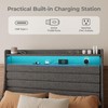 GAOMON Full Bed Frame with Charging Station, LED Light Full