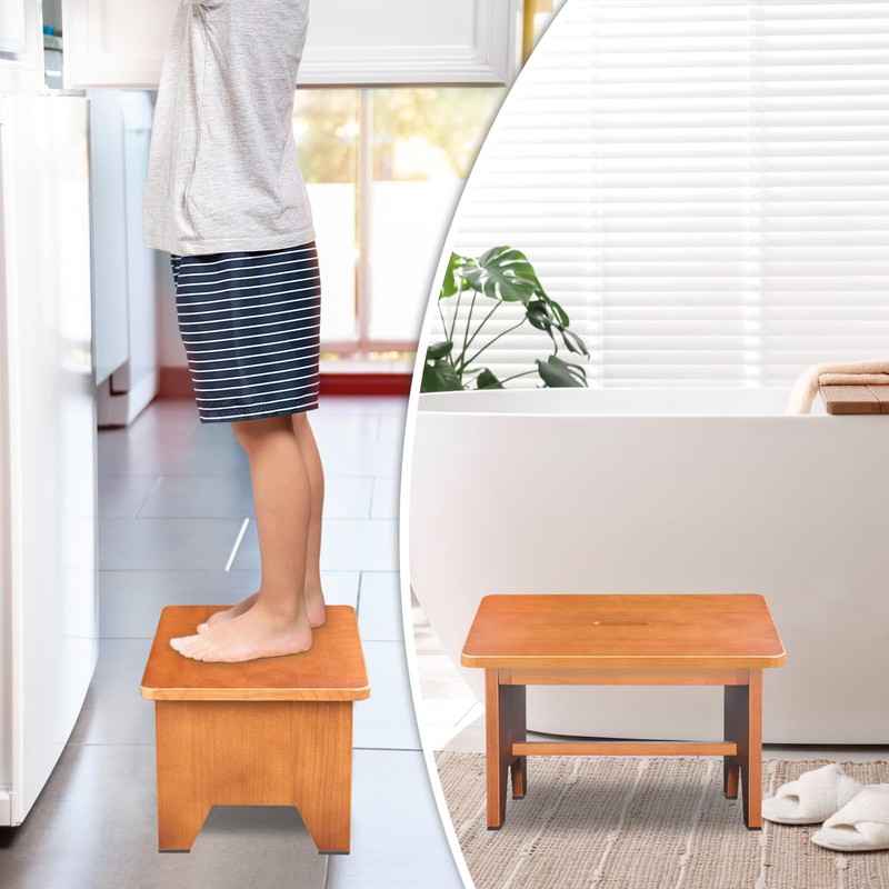 Wooden Step Stool for Adults,9.1''High One Step Stool for High