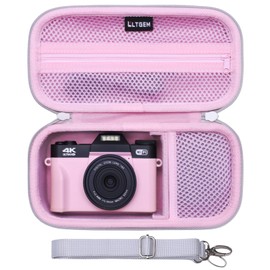 L LTGEM 4K Digital Camera Case for‎ brewene/zheozeig/Duluvulu/Oiadek/Femivo 4K Digital Camera, Lens and Other Accessories, with Shoulder Strap(Inside: 8.1" x 3.6" x 1.9"), Case Only, Pink
