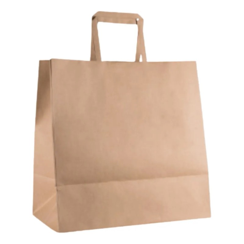 500 Bolsas De Papel Kraft Con Asa 30x18x30 Cm Ecológica