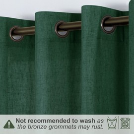 KOUFALL Dark Emerald Green Short Window Curtains for Bathroom Decor,Linen Sheer Curtains for Bedroom Kitchen,45 Inch Length