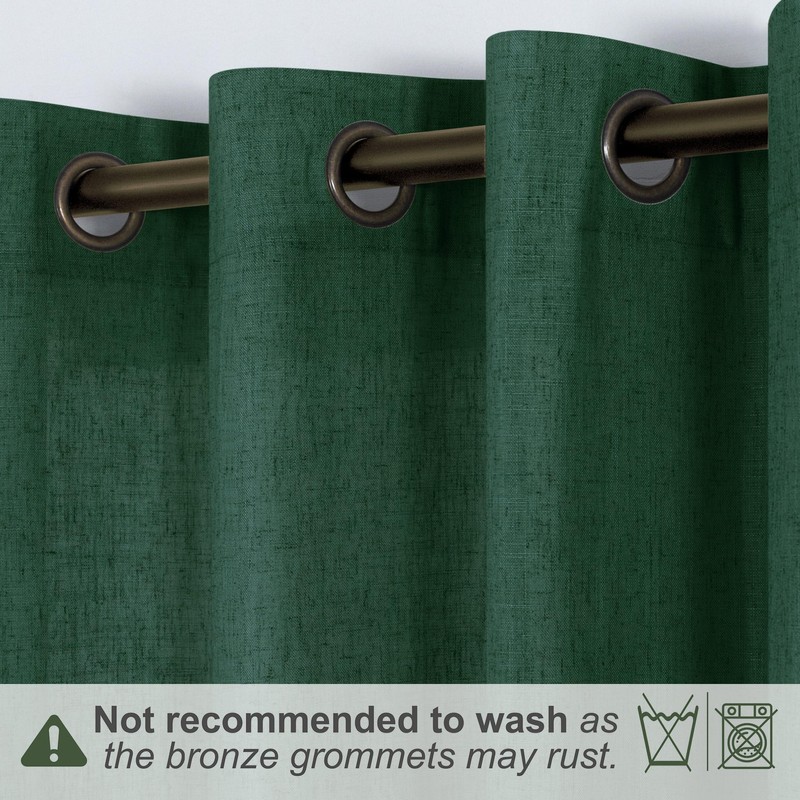 KOUFALL Dark Emerald Green Short Window Curtains for Bathroom Decor,Linen