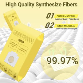 50558 Canister Vacuum Bags Replacement for Kenmore Canister Type C/Q 5055, 50555, 50557, 50558 and Pana·sonic Type C-5, C-18, 200 Series, 400 Series, 600 Series, 800 Seires Vacuum - 10 Pack