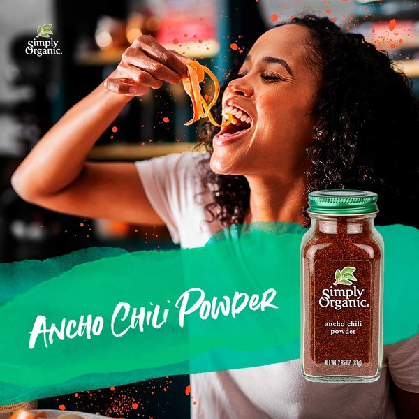 Simply Organic Ancho Chili Powder, Certified Organic | 2.85 oz | Pack of 2