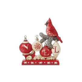 Enesco Jim Shore Heartwood Creek Nordic Noel Christmas Cardinal Figurine- Stone Resin Hand Painted Crafted Collectible Figurines Christmas Home Decor Statue, 6.69 Inch