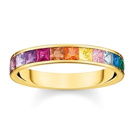 Thomas Sabo Women's Ring Colourful Stones Gold Colour TR2403-996-7-52 Ring Size 52/16.6, Crystal