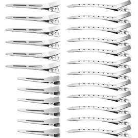 65Pcs Duck Billed Hair Clips for Styling Sectioning, Metal Silver Alligator Hair Clips for Women, 3 Sizes Long Hair Clips for Roller, Pin Curl Loc Clips for Retwist, Salon, Barber, Bows DIY