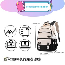 Color-block Backpack for Girls，Middle-School Primary Elementary Bookbags Kids Schoolbag for Teen Girls