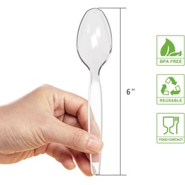 Caltecx 100 Biodegradable Spoons | Reusable Spoons for Indoor and Outdoor Parties