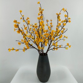 ARTIFIPLANT Plum Blossom Flowers Artificial,6Pcs Yellow Artificial Cherry Blossom Branches Flowers,Plum and Yellow Wedding,Decorative Branches for Home and Office Decor (Yellow, 6)…
