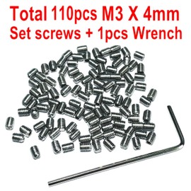 ZDingTech 110PCS Set Screws M3 x 4mm 304 Stainless Steel Guitar Bridge Saddle Height Adjustment Screws for Fender Stratocaster Telecaster with 1.5mm Wrench,Set Grub Screw Hex Allen Head Socket Bolts