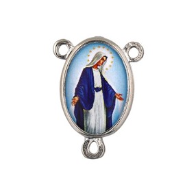 Wonderful Miraculous Medal Rosary Centerpiece Blue and Silver Tone | Handcrafted by Italian craftsman | Beautiful color and design | Great catholic gift