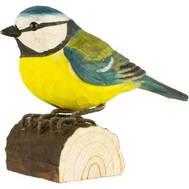 WILDLIFEGARDEN Wildlife Garden WG402 DecoBird Blue Tit - Hand Carved Decorative Wooden Bird - Small European Birds
