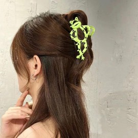 OATIPHO Frog Claw Hair Clip - Large Green Alloy Hairpin Accessory for Women, Fun Cartoon Non-Slip Claw for Thick Hair, Multi-Functional Jaw Clips for Weddings and Everyday Use