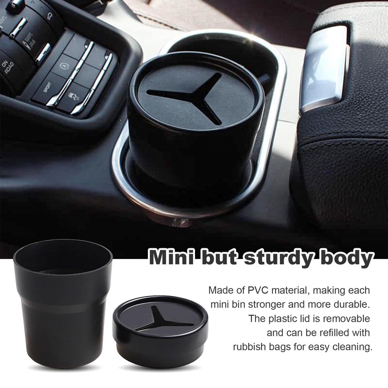Car Trash Can with Lid, Mini Portable Leakproof Auto Garbage