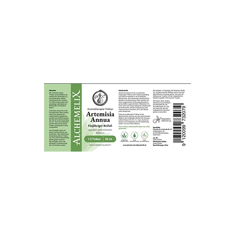 Aromatherapy Tincture "Artemisia" (Annual Mugwort) Soothing Room Fragrance from Dried