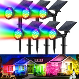 Katipeal Solar Color Changing Lights Outdoor Waterproof, 7 Modes/6 Pack Christmas Multicolor RGB Solar Spot Lights, 180° Adjustable Solar Powered Landscape Spotlights for Outside Yard/Pathway/Garden