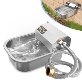 Automatic Water Dispenser for Dogs, 3L /101 oz 304 Stainless Steel Dog Water Feeder, Auto-Fill Large Waterer for Pets & Livestock, Outdoor Dog Water Bowl, Wide Mouth, Anti-tip, Easy to Clean