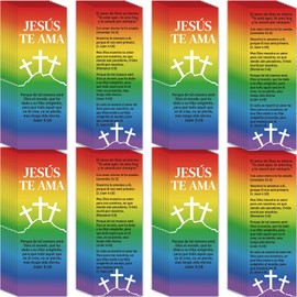 120pcs Spanish Christian Valentines Day Cards Bible Bookmarks Religious Christian Bookmarks Pocket Little Jesus Loves You Scripture Gospel Tracts for Church Office Gifts (Jesus TE AMA)