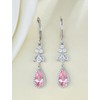 PYNZY 925 Sterling Silver Teardrop Dangle Wedding Earrings for Women，Birthstone