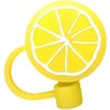 Yellow lemon Straw Cover Cap Reusable Silicone Straw Toppers Drinking