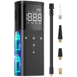 Tyre Inflator Portable Air Compressor, Powerful Cordless Tyre Inflator with LED Light, Air Pump Car Accessories Essentials, Tyre Pump with Pressure Gauge for Car Bicycle