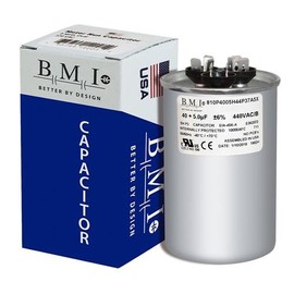 100335-09 - 40 + 5 uf MFD 370 440 Volt VAC - Lennox Round Dual Run USA Replacement Capacitor