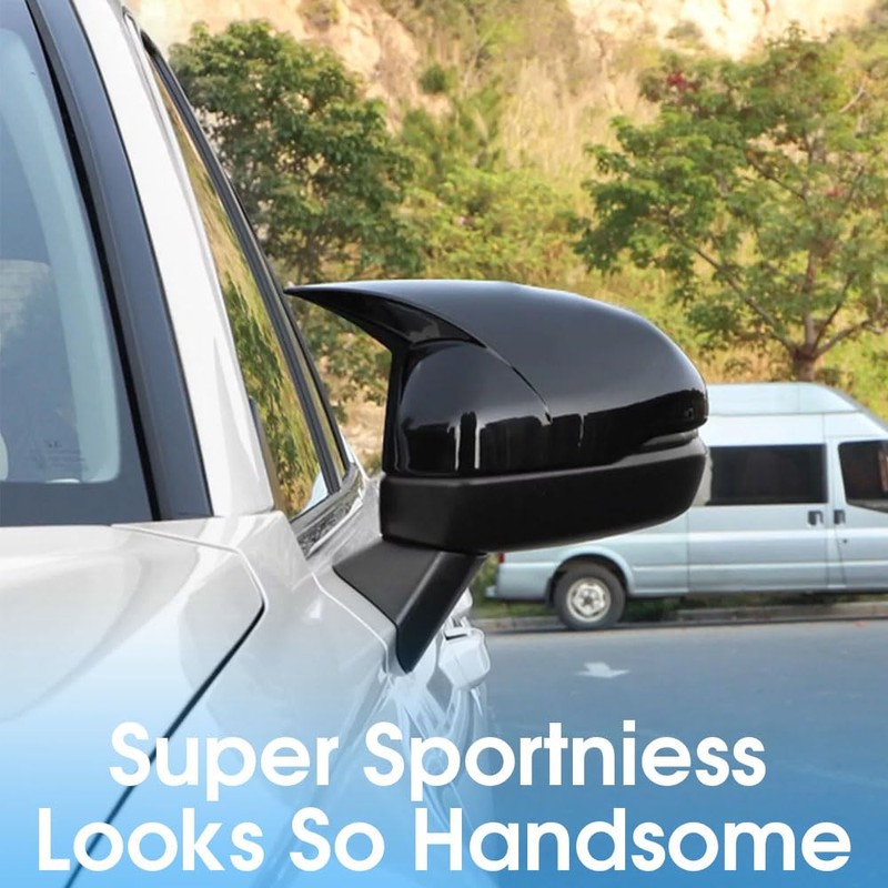 BOYOUS 2PCS Glossy Black Style Ox Horn Rearview Mirror Cover