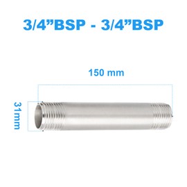 ERGAOBOY 2 pieces 150 mm 3/4 inch x 3/4 inch BSP male thread cast pipe 304 stainless steel pipe fittings
