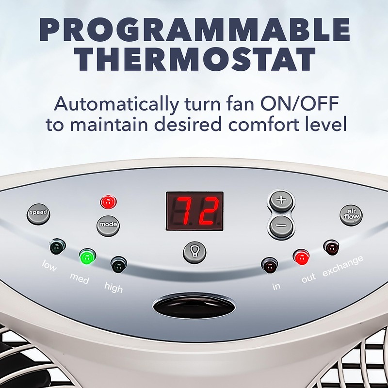Bionaire Window Fan with Reversible Airflow Blades – 3-Speed Settings,