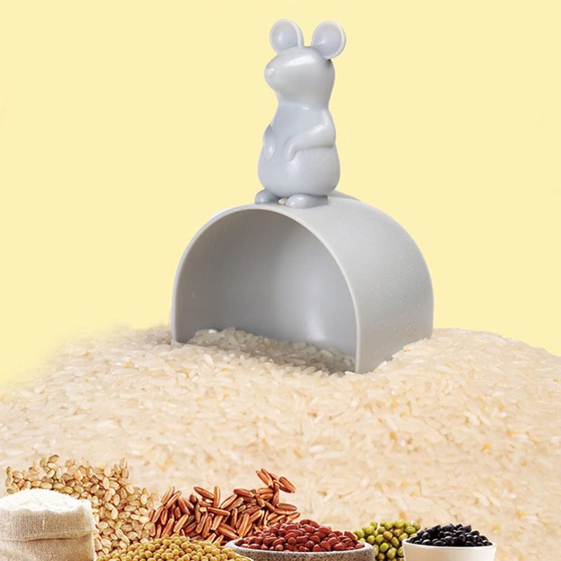 Tomaibaby 2pcs Plastic Measuring Scoops Mouse Shaped Kitchen Rice Scoops