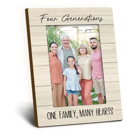 Foyoulame Four Generations 4x6 Picture Frame, Four Generations Wooden Picture Frame, Father's Mother's Day Gifts for Families, One Family Many Hearts Decorative Photo Frames for Table Desk Decor