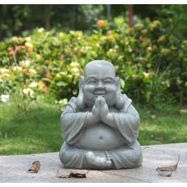 Hi-Line Gift Ltd. Smiling Buddha Praying Statue Tabletop Decoration Home Yard Ornament Resin