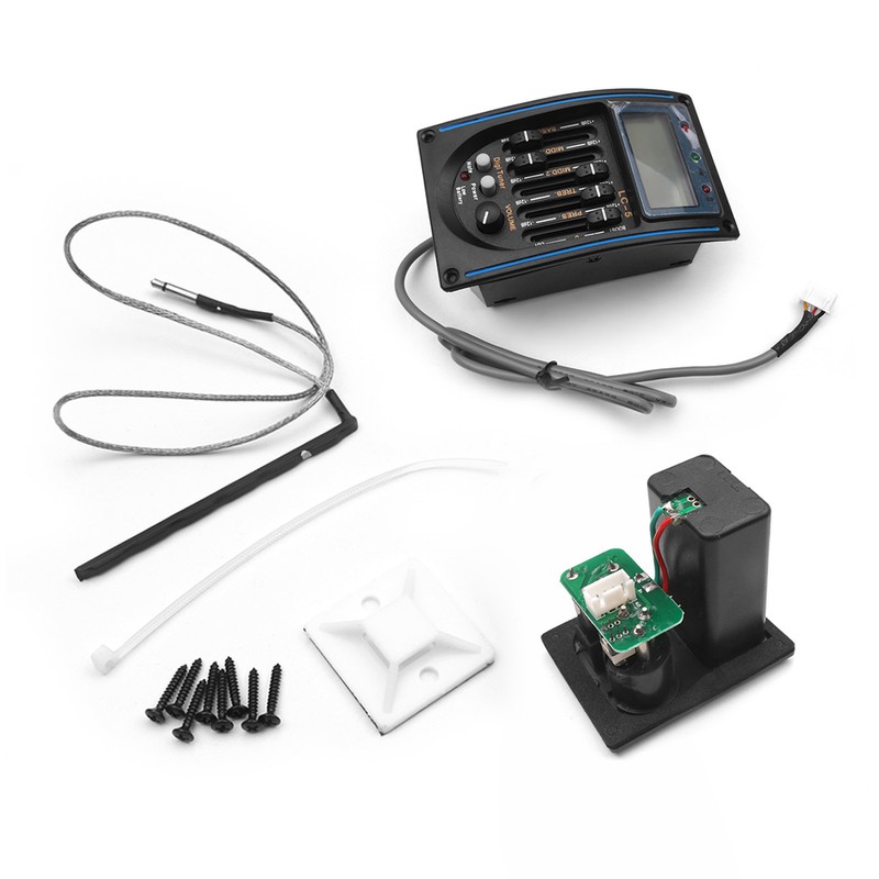 Electric Box Guitar Pickup 5 Bands Equalizer System Tuner Piezo