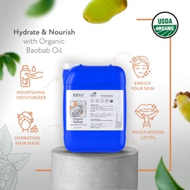 HBNO Organic Baobab Oil - 8.8 lbs (4kg) - Ideal for Face wash, Lotions, lip balms, Skincare, and hair care products.