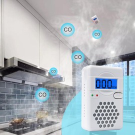 Carbon Monoxide Detector 4 Packs,CO Alarm Detector Device with LED Digital Display for Home,Travel,Battery Powered(Batteries NOT Included)