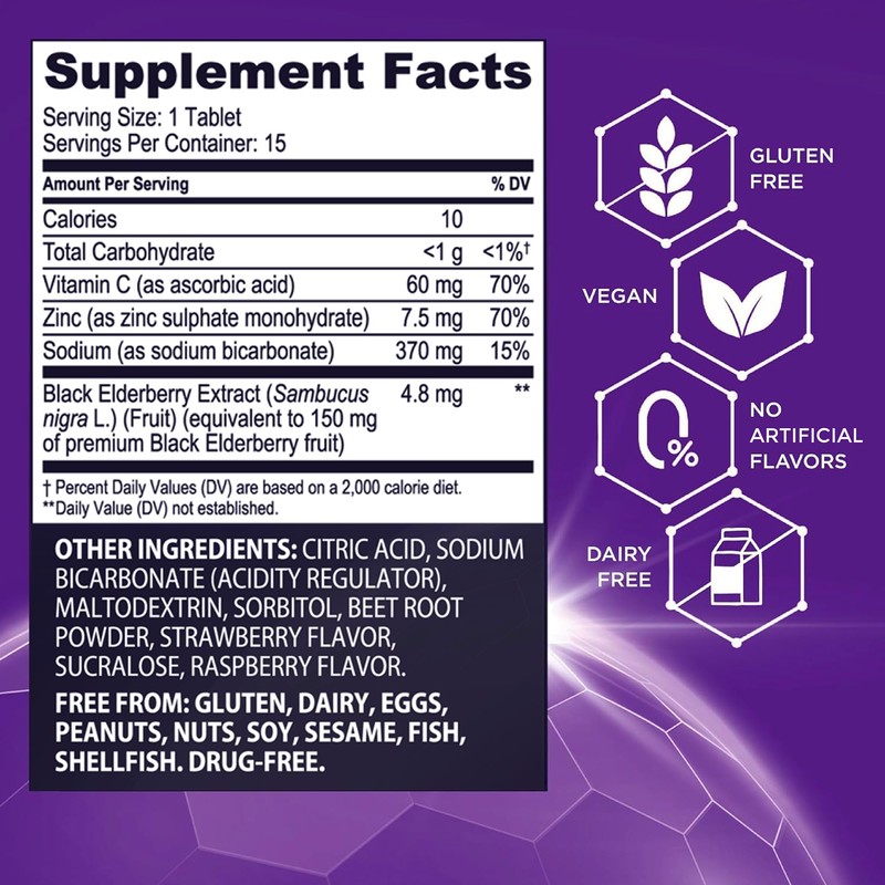 Sambucol Black Elderberry Effervescent Tablets - Elderberry with Zinc and