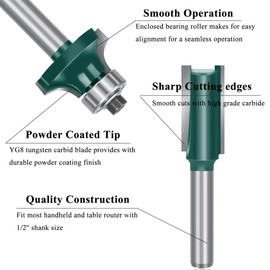 TAIWAIN Router Bit Set 1/4 Inch Shank 41PCS, Cabinet Panel Wood Milling Cutter ,Rail &Stile Woodworking Miter Carbide CNC Router Bits Sets Cutting Tool for Drawer Door Surfacing(SFV2)