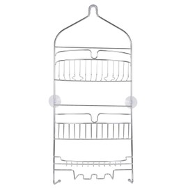 Kenney KN614151 Over the Shower Head 24" L x 11" W x 4.5" D Rust-Resistant Metal Wire Large 3-Shelf Hanging Caddy with Suction Cups and Razor Holders for Bathroom Shower, Chrome