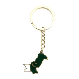 SNS Components Pakistan Pakistani Asia Asian Gold Country Flag Key Ring Chain Metal Enamel Keyring