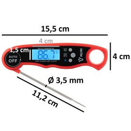 BBQ-Toro Grillthermometer mit LCD Display | Bratenthermometer digital -50 °C bis 300 °C | Fleischthermometer kabellos Kerntemperaturmesser Küchenthermometer Steak Thermometer kochen Backthermometer