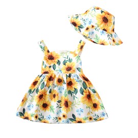Toddler Girl Dress Baby Girl Summer Clothes Yellow Sleeveless Dresses Casual Boho Halter Sundress Toddler Outfits 18-24 Month Girl Clothing