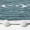 Homescapes Spiral Pattern Bath Mat Tufted with Pom Poms Round